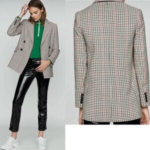 Maje Voldi checked double-breasted blazer